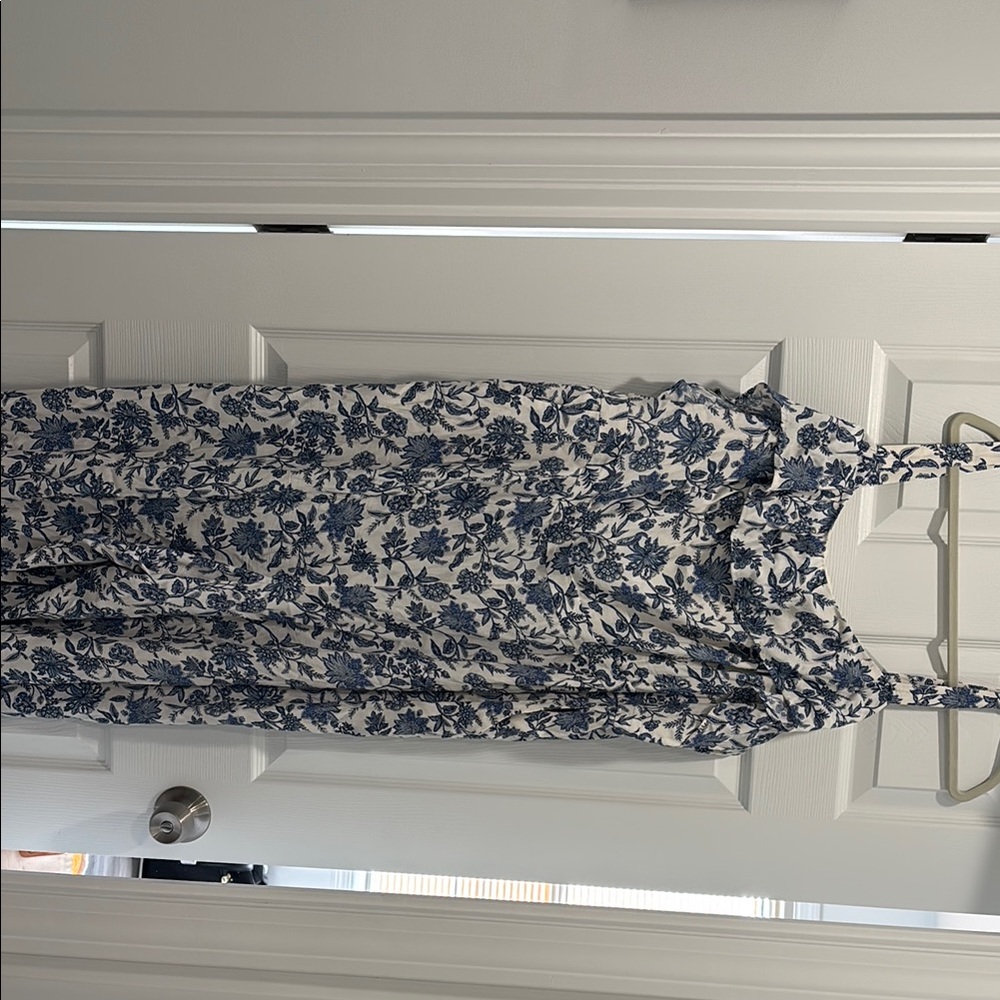 LOFT Blue and White Floral Jumpsuit